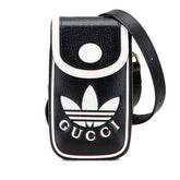 グッチ × アディダス adidas ミニ ショルダーバッグ 721794 ブラック ホワイト レザー レディース GUCCI 【中古】